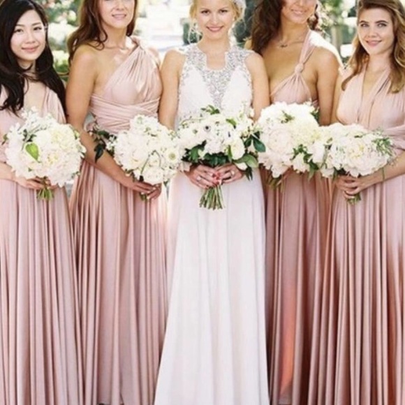 New Twobirds BHLDN Ginger Convertible Sz A / Fits 0 - 12 Dusty Pink Formal Gown - Picture 13 of 17